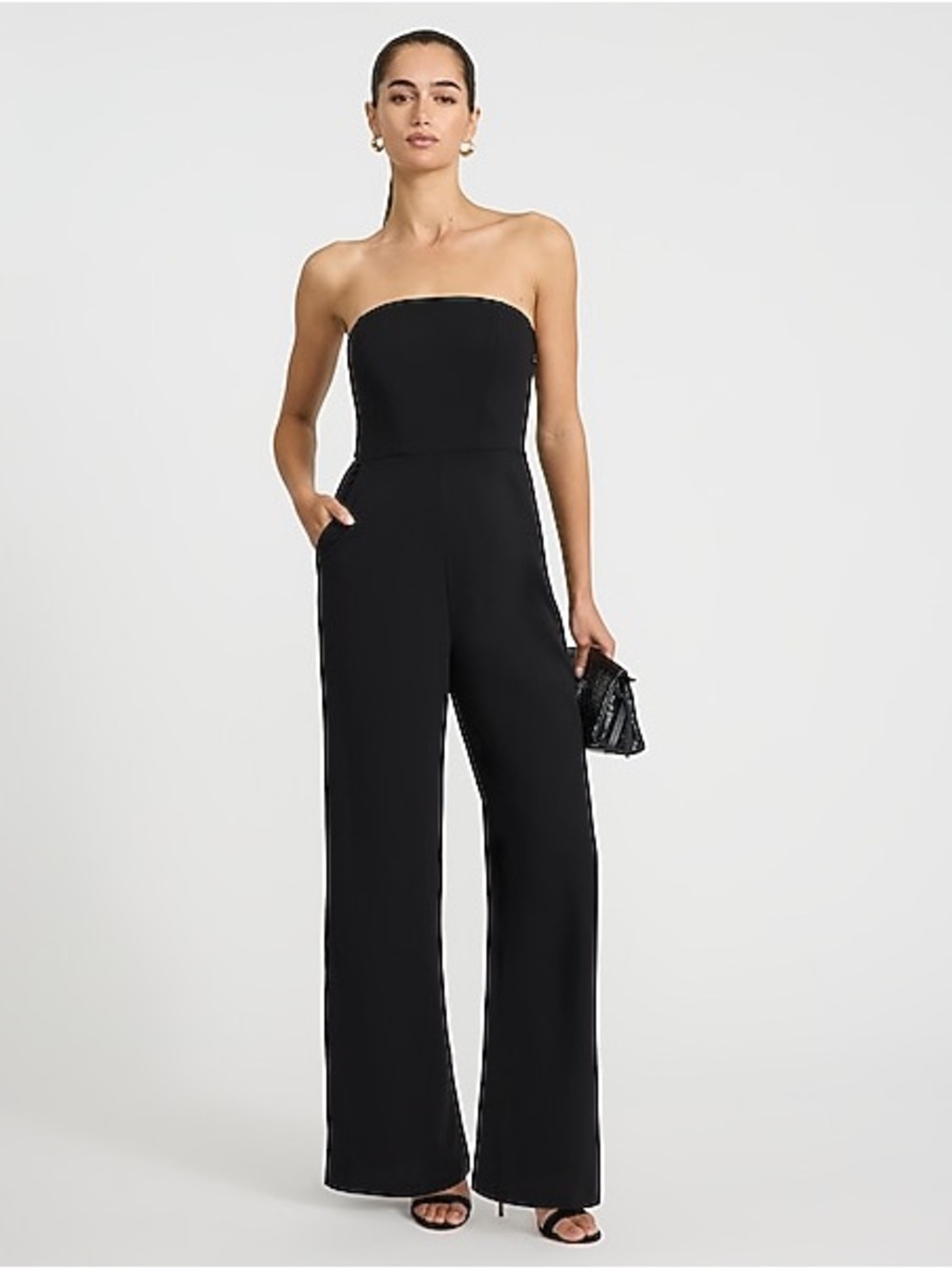 Express Strapless Wide-Leg Jumpsuit in Black